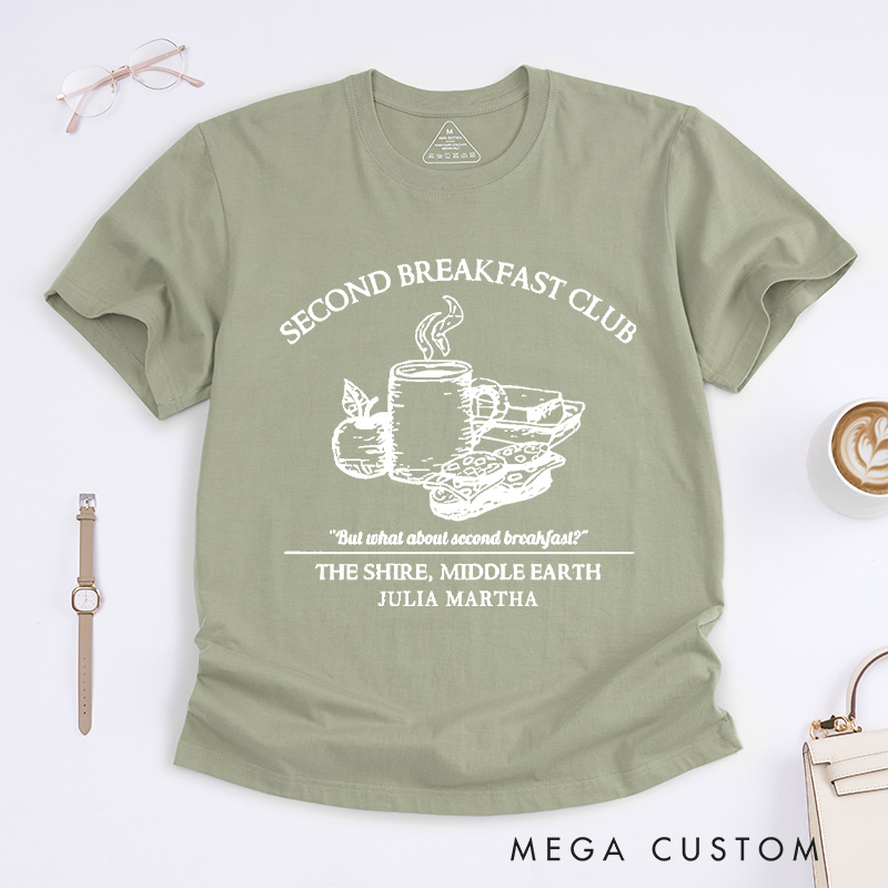 Personalized Second Breakfast Club Classic T-Shirts Literature Shirt Reading Shirt Bookish Tee Bookworm Customized Name Shirt Gift for Books Lover