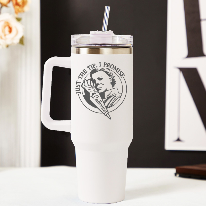 Personalized Just the Tip, I Promise Tumbler Baking Lover Tumbler with Name 40oz Stainless Steel Tumbler for Baker Her