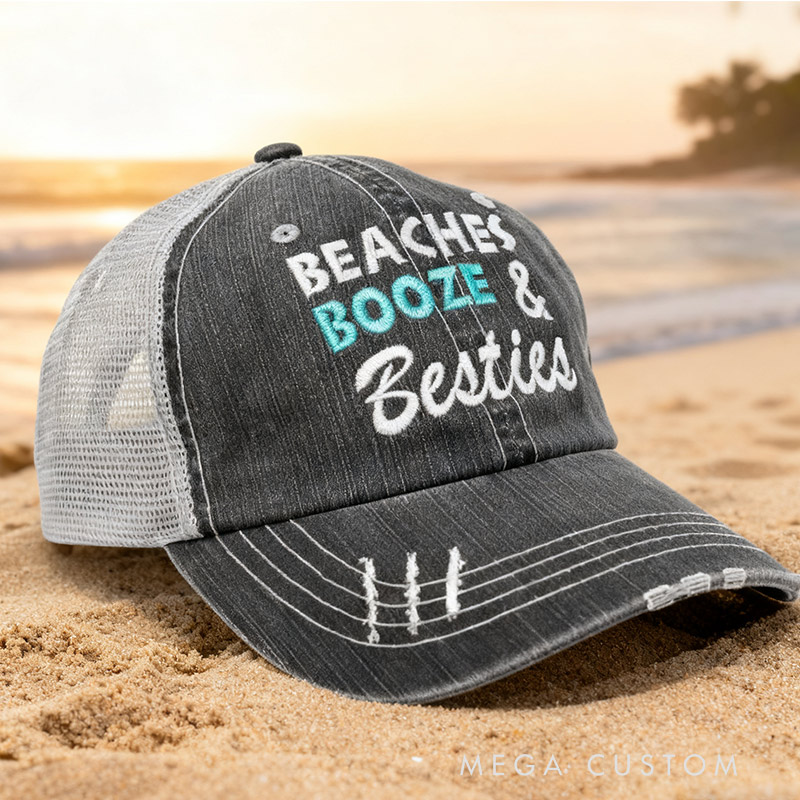 Personalized Embroidered Beaches Booze and Besties Party Baseball Hats Girls Trip Bachelorette