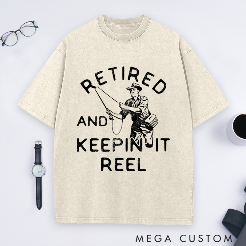 Personalized Retired and Keepin' It Reel T-Shirt Funny Fishing T-Shirt for Retirees Comfortable Outdoor Fishing Apparel Perfect Gift for Fishermen