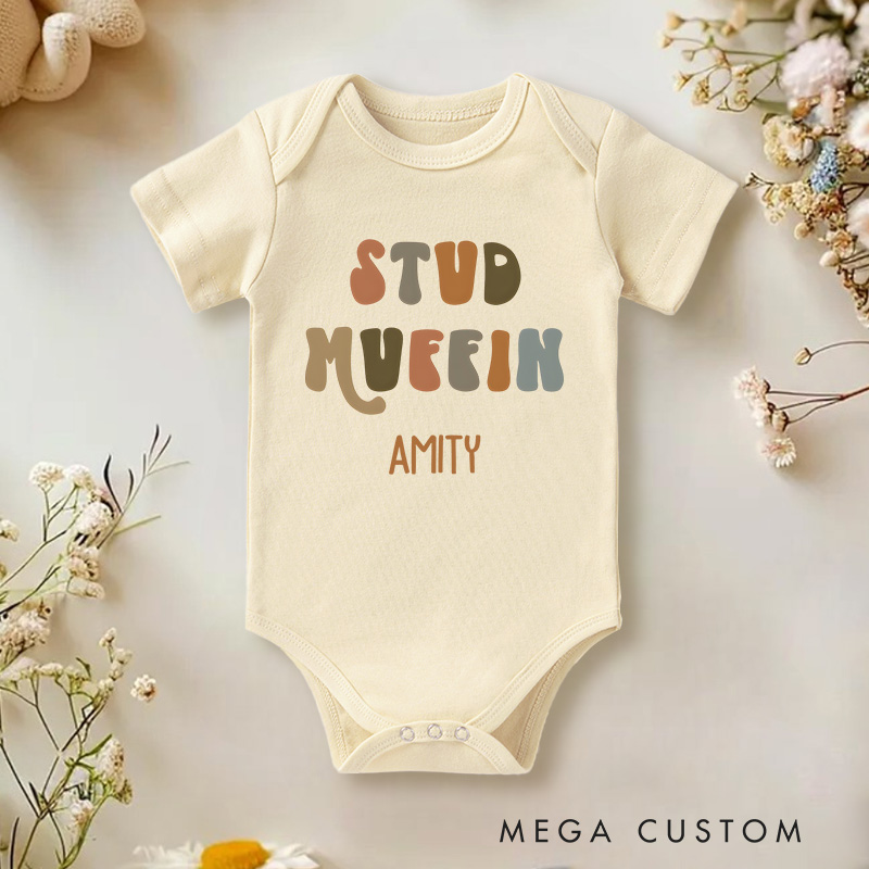 Personalized Stud Muffin Baby Onesie Baby Shower Gift
