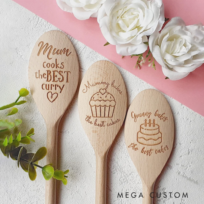Personalized the Best Cakes Spoon with Name Wooden Baking Spoon for Baking Lover Baker Mom Grandma Baking Lover Gift