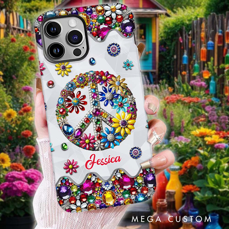 Personalized Name Hippie Accent Phone Case Hippie Lover Gifts Colorful Hippie Phone Case Bohemian Phone Case