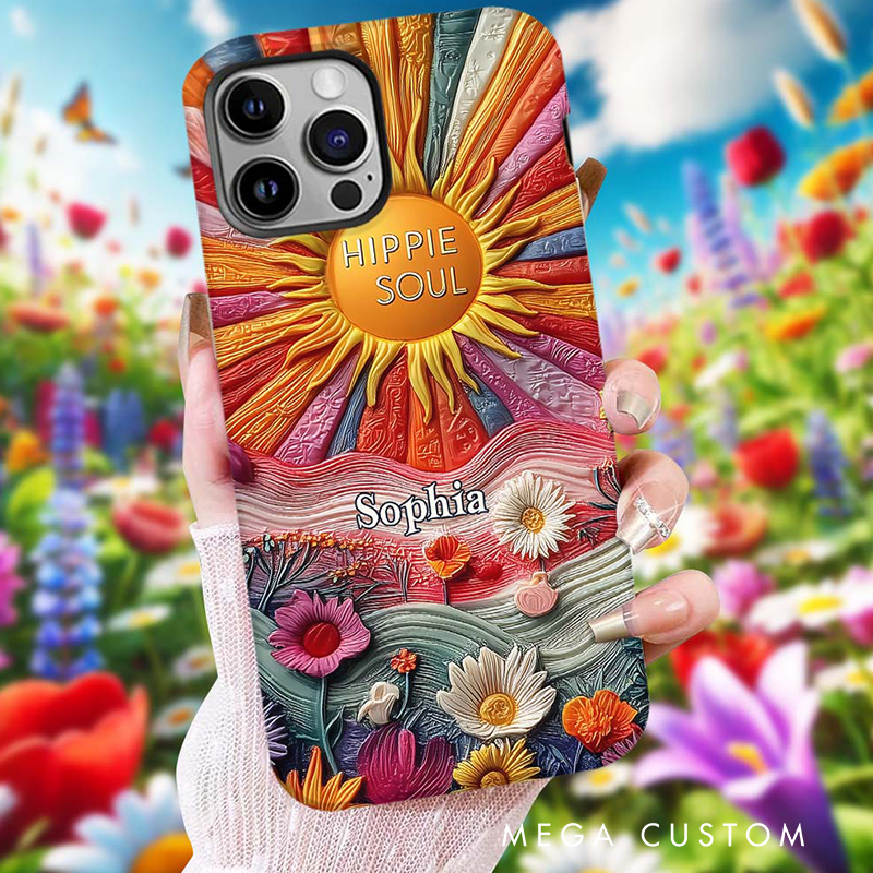 Personalized Hippie Full Print Phone Case Hippie Lover Gifts Colorful Hippie Phone Case Bohemian Phone Case