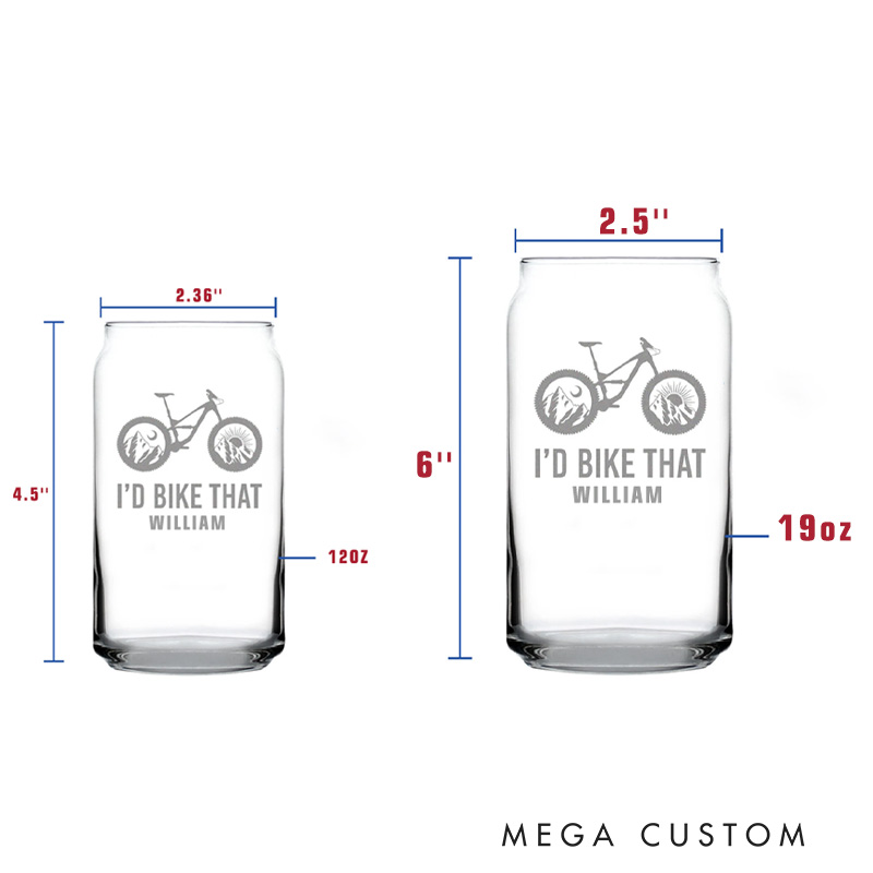 Personalized Id Bike That Pint Glass Mountain Bike Gift for Cyclists Biker Cycling Lovers