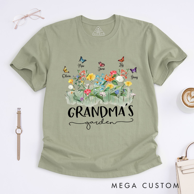 Personalized Grandma's Garden Classic T-Shirts Gardening Shirt Custom Mom Shirt Mother's Day Gift