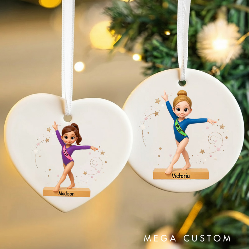 Personalized 3D Effect Gymnastic Girl Christmas Ceramic Ornament Dance Lovers Christmas Gift Dancer Xmas Gift Christmas Decor