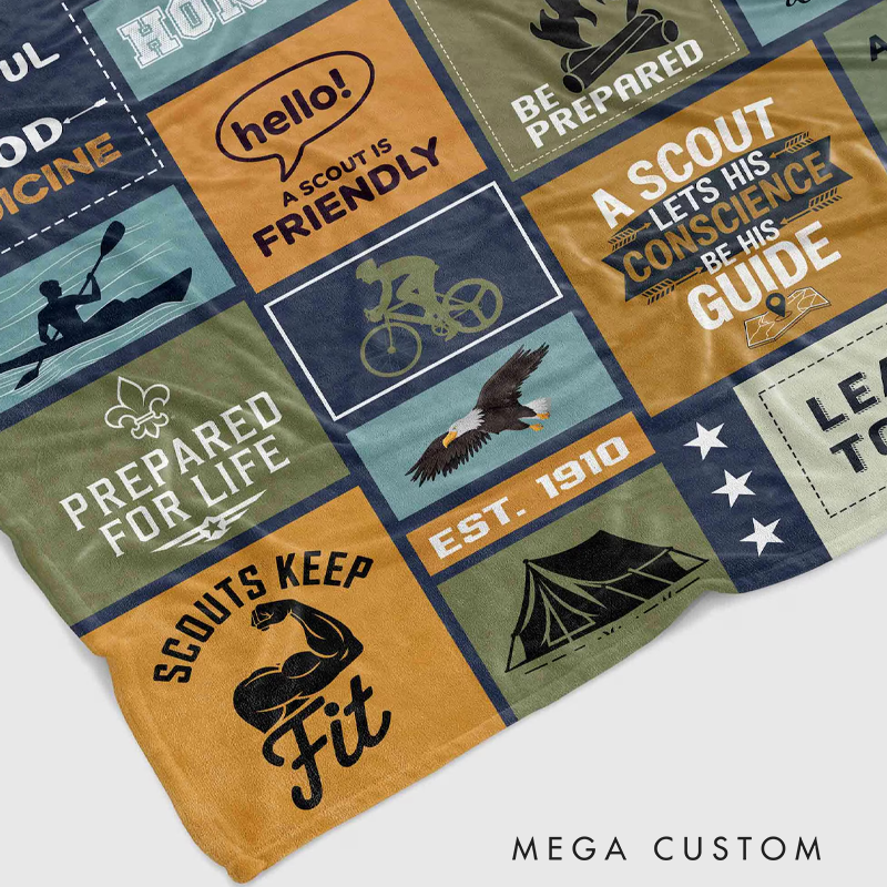 Personalized Name Blanket Scout Throw Blanket Custom Name Scout Troop Blanket Camping Blanke Road Trip Troop Gift Hiking Birthday Gift