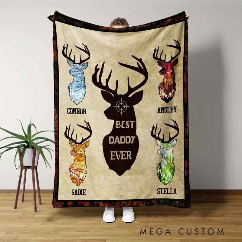 Personalized Blanket for Hunter Custom Deer Blanket Custom Dad Grandfather Blanket Hunting Lover Blanket