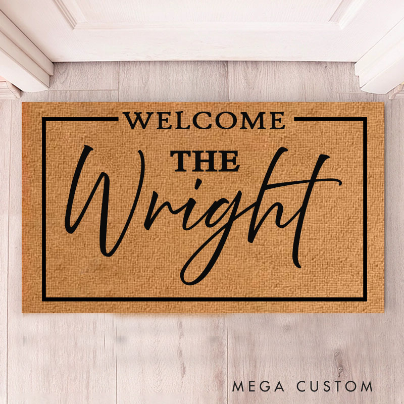 Personalized Flocked Coir Doormat Custom Welcome Mat for Engagements Weddings Client Gifts Double Door Outdoor Rug