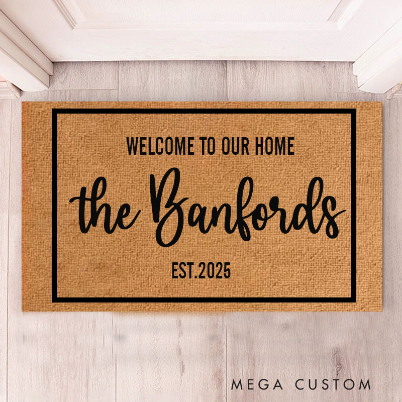 Personalized Coir Doormat Flocked Welcome Mat for Engagement Wedding Client Gifts Outdoor Rug for Double Doors
