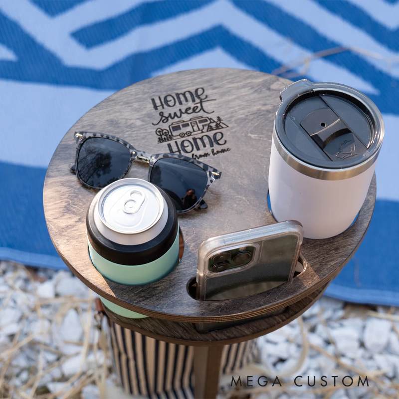Personalized Portable Beer Table Rv Accessories Outdoor Camping Gift for Men Happy Camper Glamping