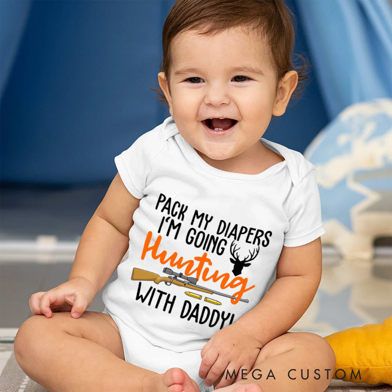 Personalized Hunting Baby Bodysuit with Fun Quote and Custom Design for Adorable Outdoor Adventure Style Baby Bodysuit