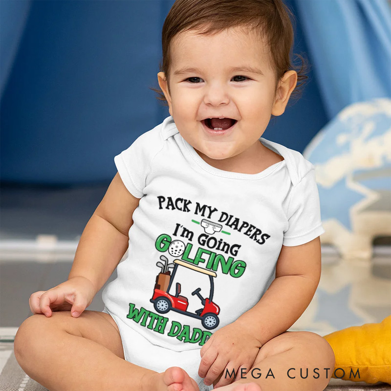 Personalized Golf Baby Onesie Funny Future Golfer Pack My Diapers Baby Bodysuit