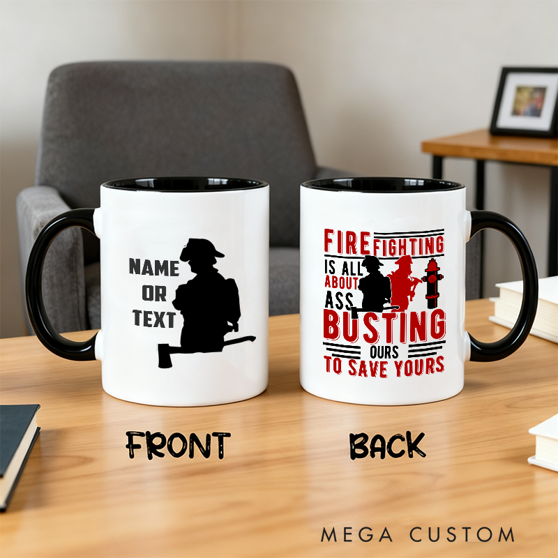 Personalized Firefighter Themed Mug with Custom Name Option Thoughtful Gift for Firefighters