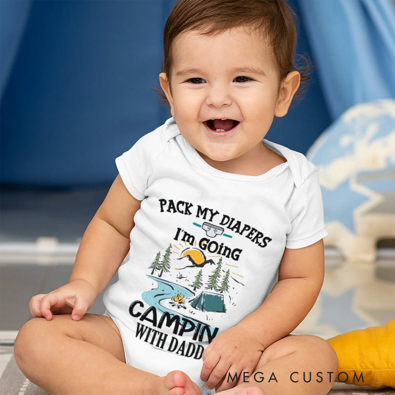 Personalized Camping Baby Bodysuit with Scenic Nature Graphics and Fun Quote for Outdoor Adventures and Family Trips Baby Bodysuit