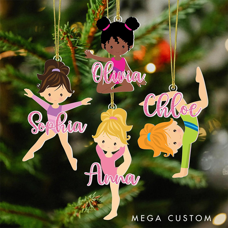 Personalized Cute Cartoon Gymnastic Girl Christmas Acrylic Ornament Dance Lovers Christmas Gift Dancer Xmas Gift Christmas Decor