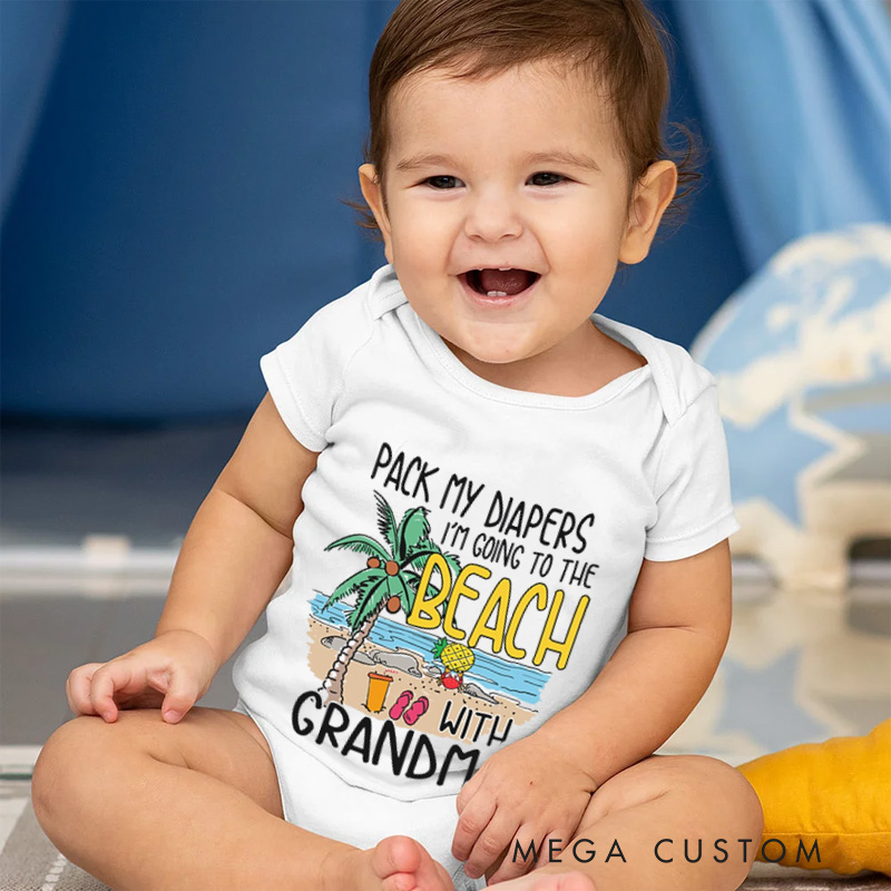 Personalized Beach Baby Bodysuit with Tropical Graphic and Fun Quote for Little Beachgoers and Family Getaways Baby Bodysuit