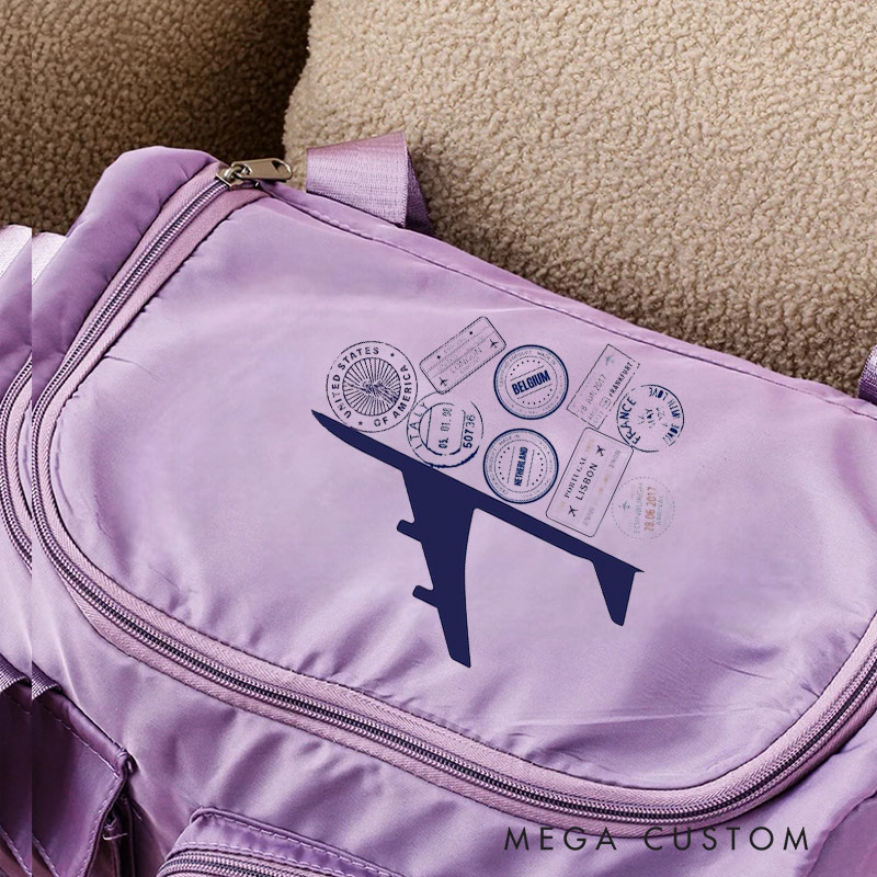Personalized Travel Stamps Travel Bag Gift for Travel Enthusiasts 