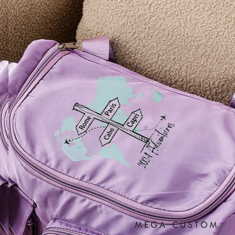 Personalized Travel Adventure Location Travel Bag Gift for Travel Enthusiasts 