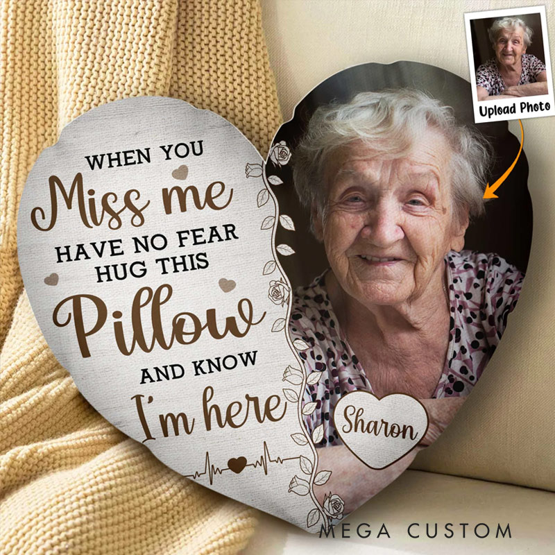 Personalized Photo Custom Shaped Memory Pillow Hug This and Know I'm Here Remembrance Gift Sympathy Gift