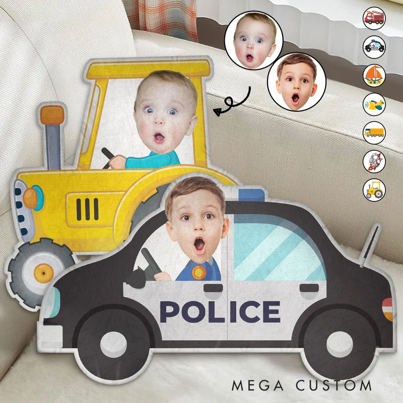 Personalized Photo Funny Kid Vehicle Gift For Children Grandkids Personalized Custom Shaped Pillow