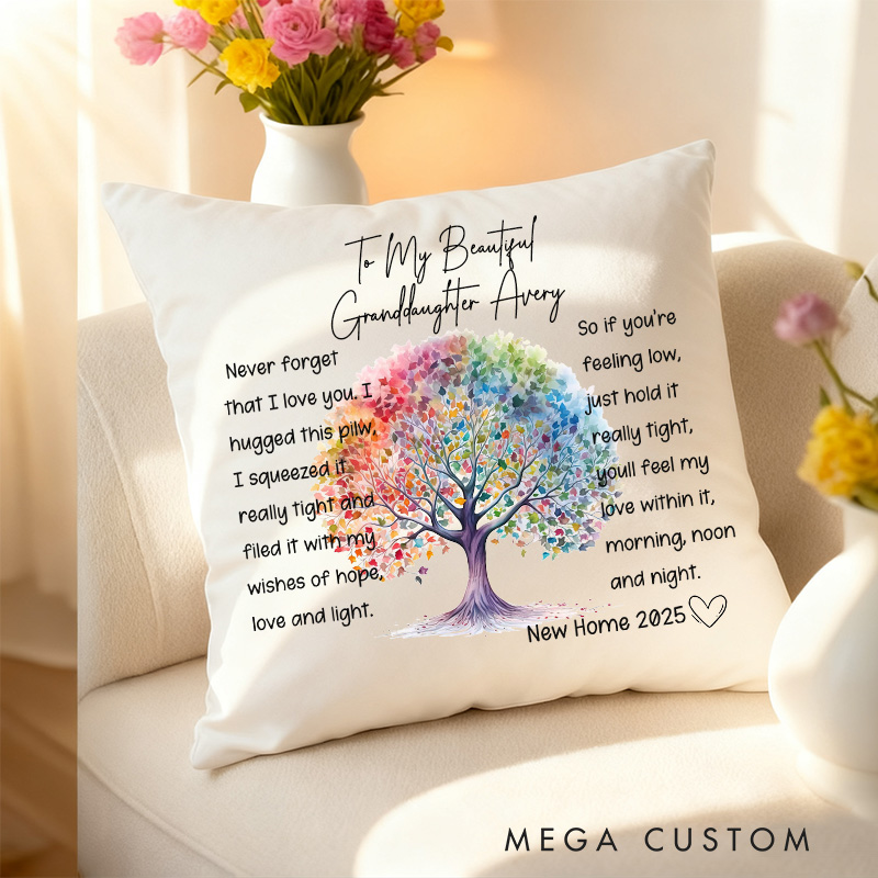 Personalized Granddaughter Cuddle Cushion to My Beautiful Granddaughter Pillow Cover with Pillow Option Housewarming Gifts New Home Gift
