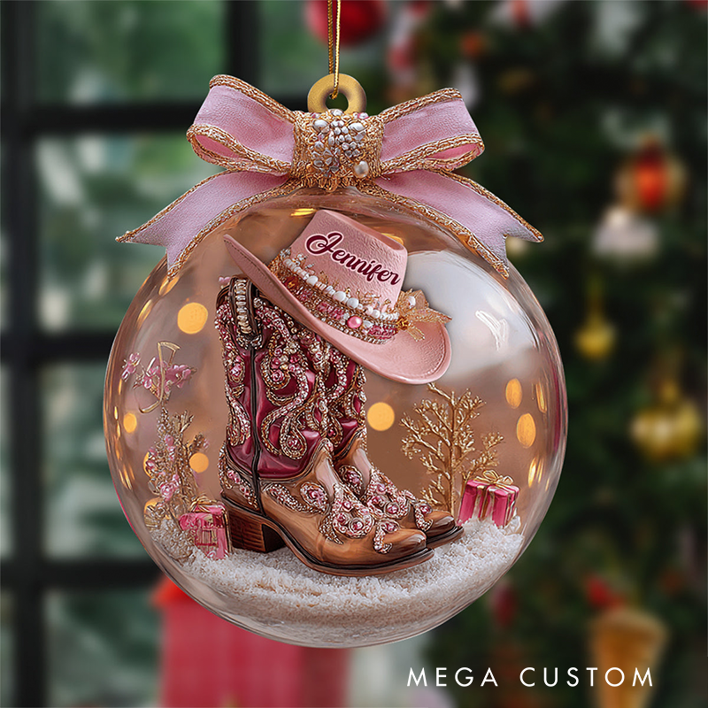 Personalized Cowgirl Boots Ornament Gift For Cowgirl