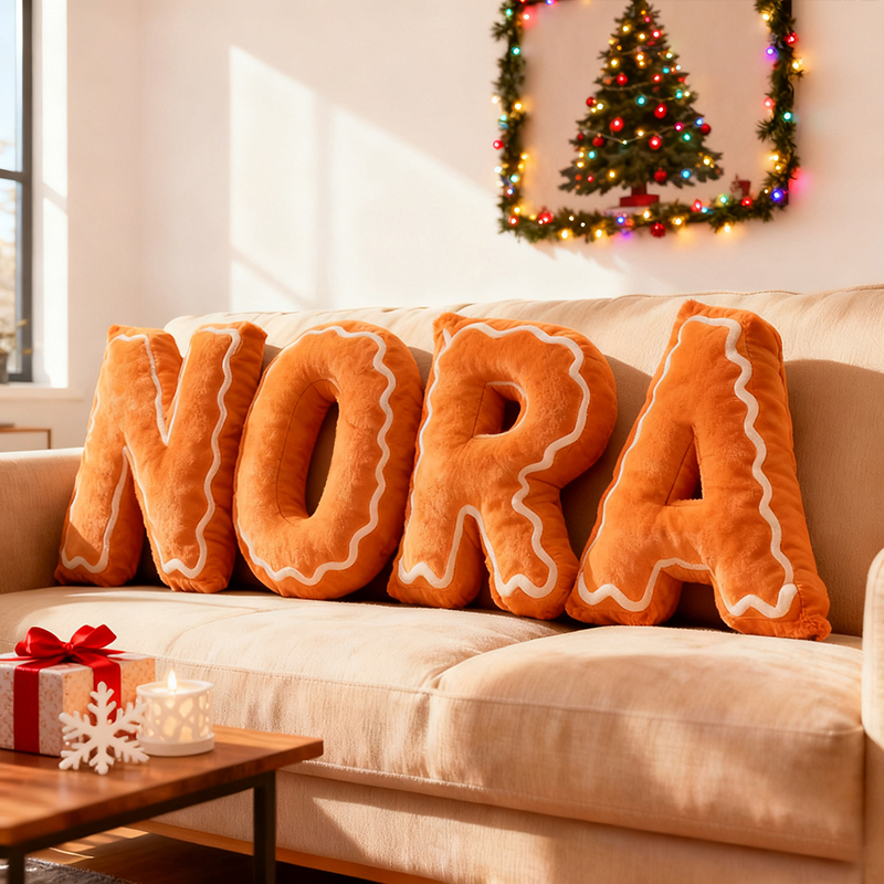 Personalized Christmas Tree Pillow Gingerbread Family Pillow Christmas Reindeer Pillow Holiday Decor Gift Christmas Gift