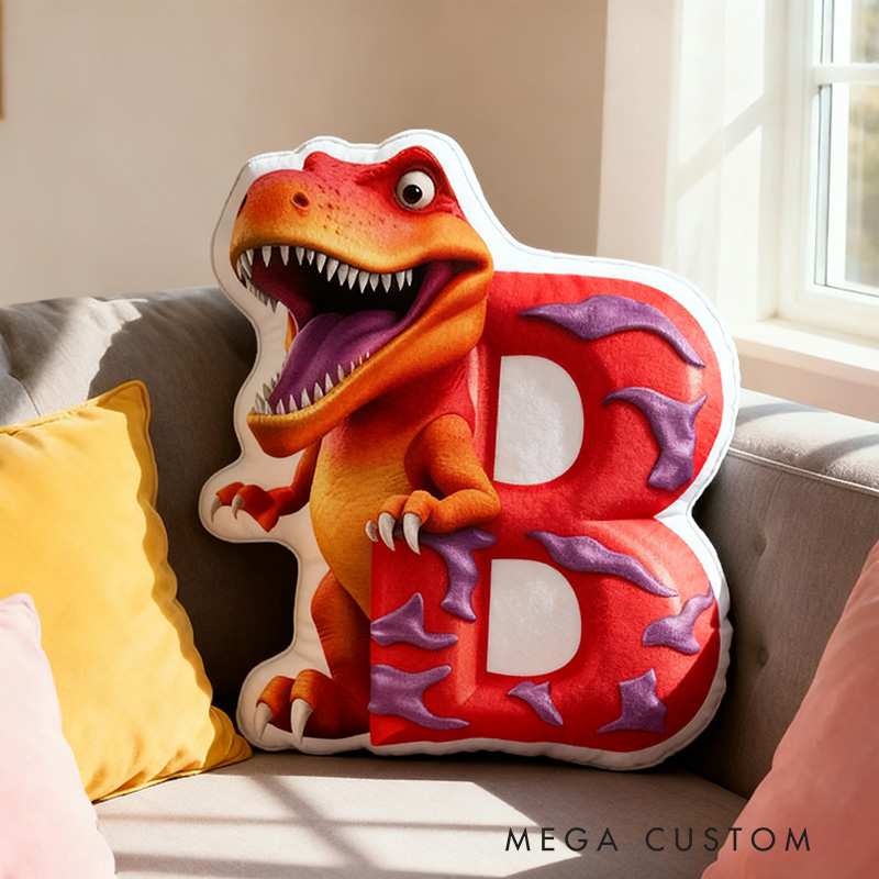 Personalized Dinosaur Letter Cartoon Cute Kids Room Custom Name Gift Fun Decorative Throw Pillows