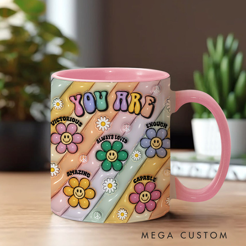 Personalized Hippie Accent Mug You Are Beautiful Strong Victorious Enough mug for Holiday Decor Family Gifts and Party Favors