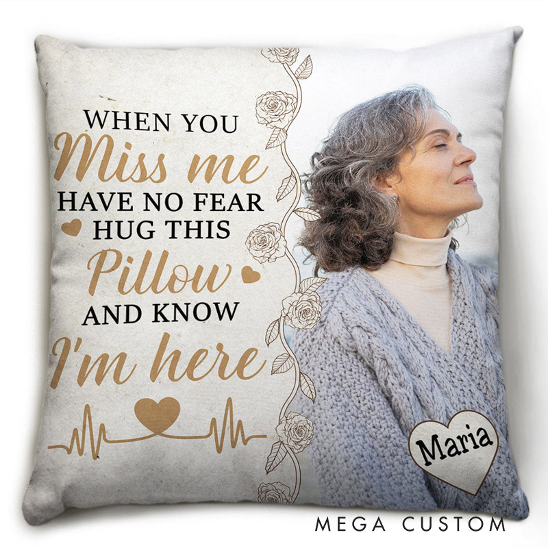 Personalized Photo Throw Pillow Hug This Pillow And Know I'm Here Custom Double Sided Pillow Bereavement Gift Sympathy Gift 