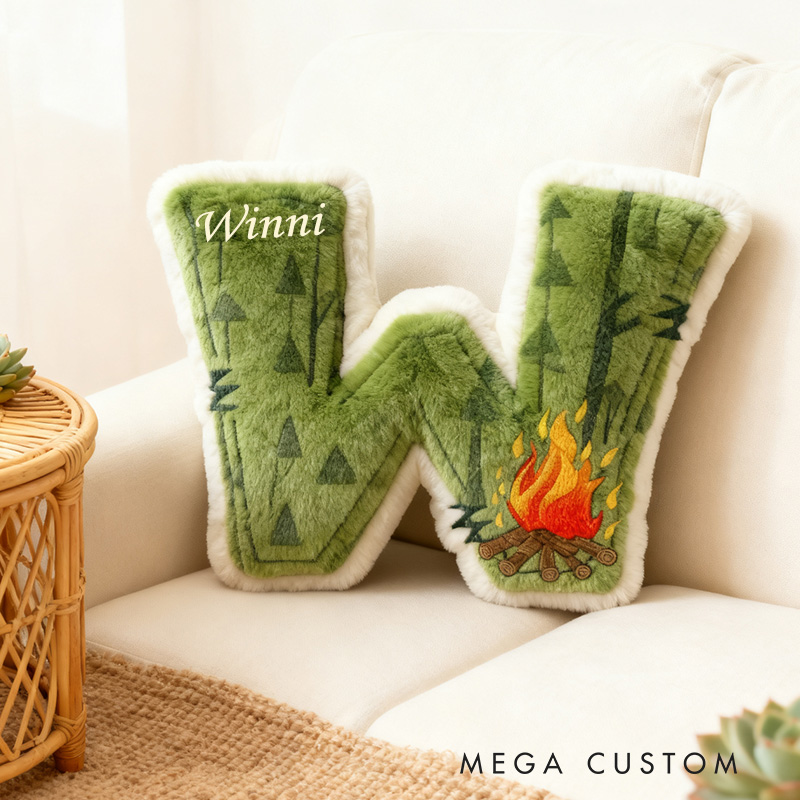 Personalized Campervan Letter Pillow Custom Outdoor Camping Pillow Gift for Family Pillow Gift for Camper