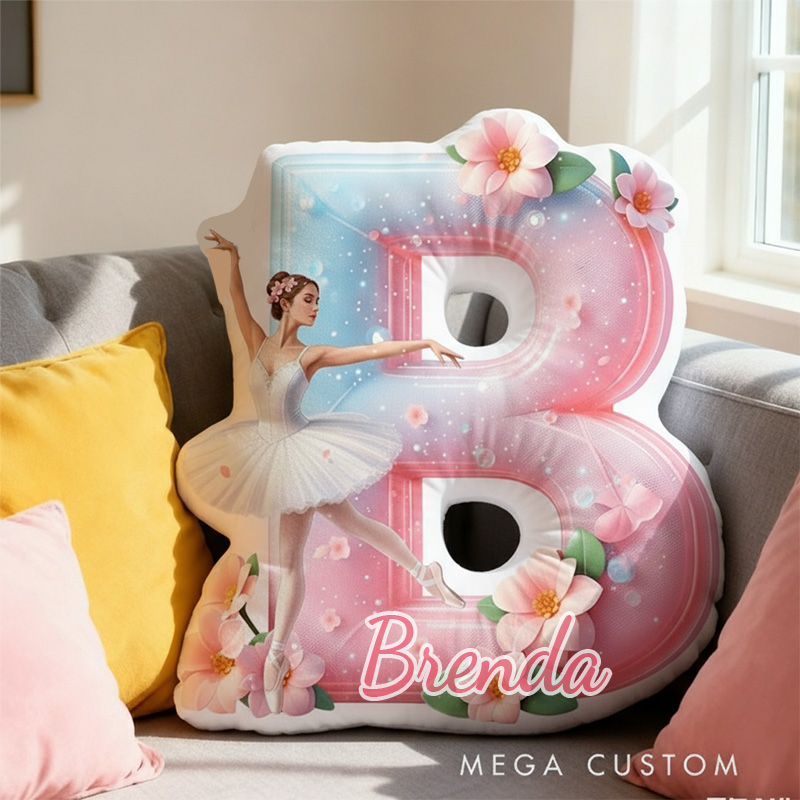 Personalized Crystal Ballet Alphabet Shaped Pillow for Dance Lovers Initial Pillow Christmas Gift for Kids