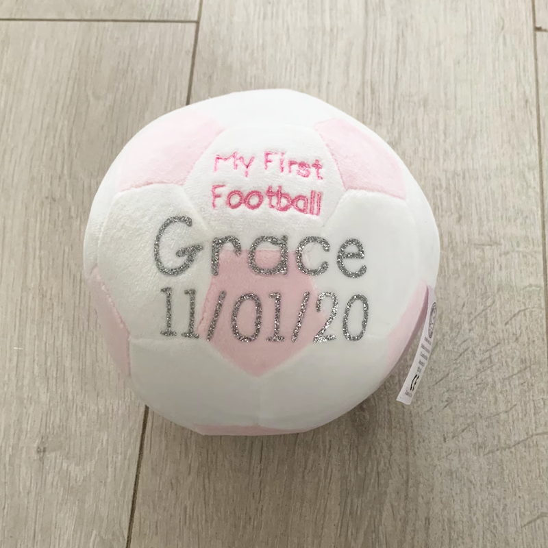 Personalised Baby Football Gift New Baby Gift Soft Rattle Baby Ball Any Name Baby Shower Gift Baby Toy Soft Fleece Ball Baby Toy