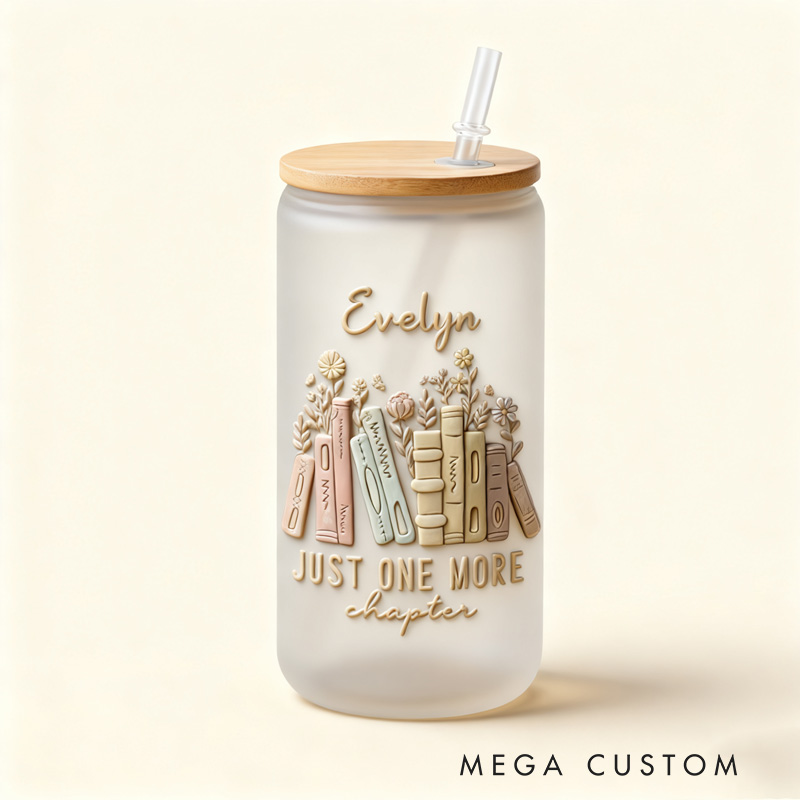 Personalized Personalized 20oz I Am Truly Grateful for Books Glass Cup with Lid and Straw Book Lover Gift