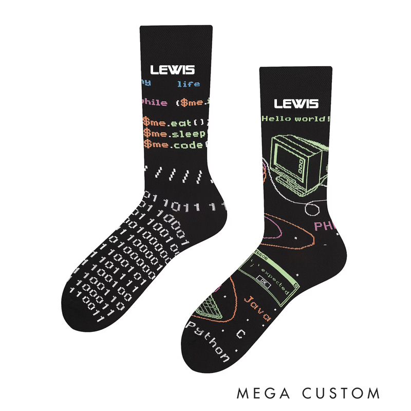 Personalised Cool Socks for It Staff Gift for Programmer Gift for It for Computer Tech Scientist Funny Socks