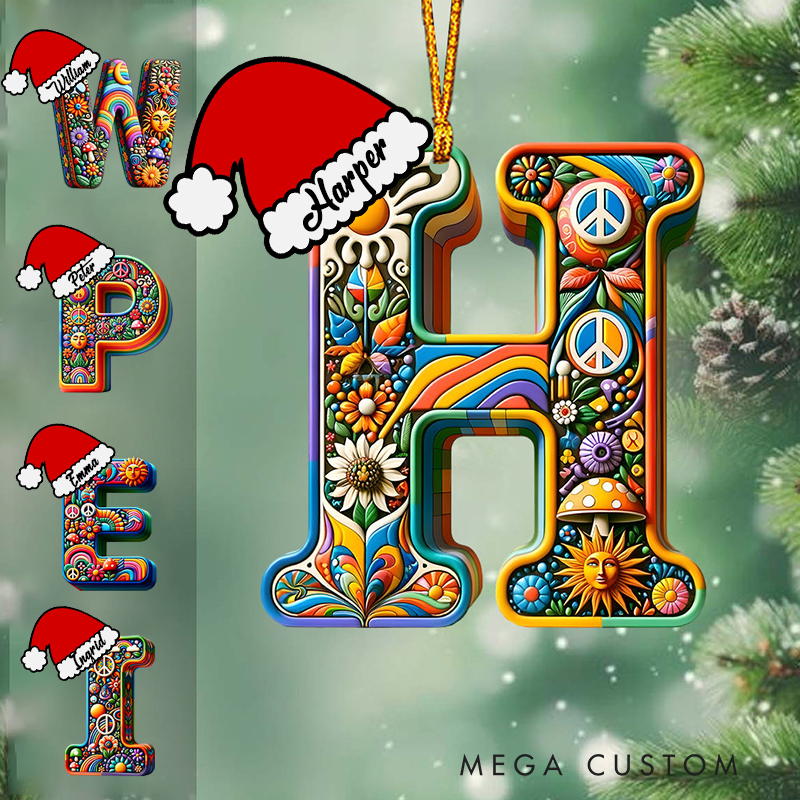 Personalized Beautiful Hippie Letter Ornament Custom Hippie Ornament