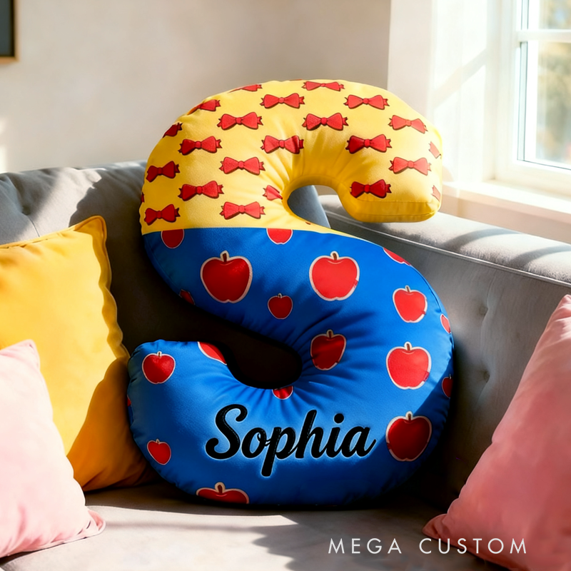 Personalized Cute Fairy Tale Style Initial Name Pillow Christmas Gift for Kids Family