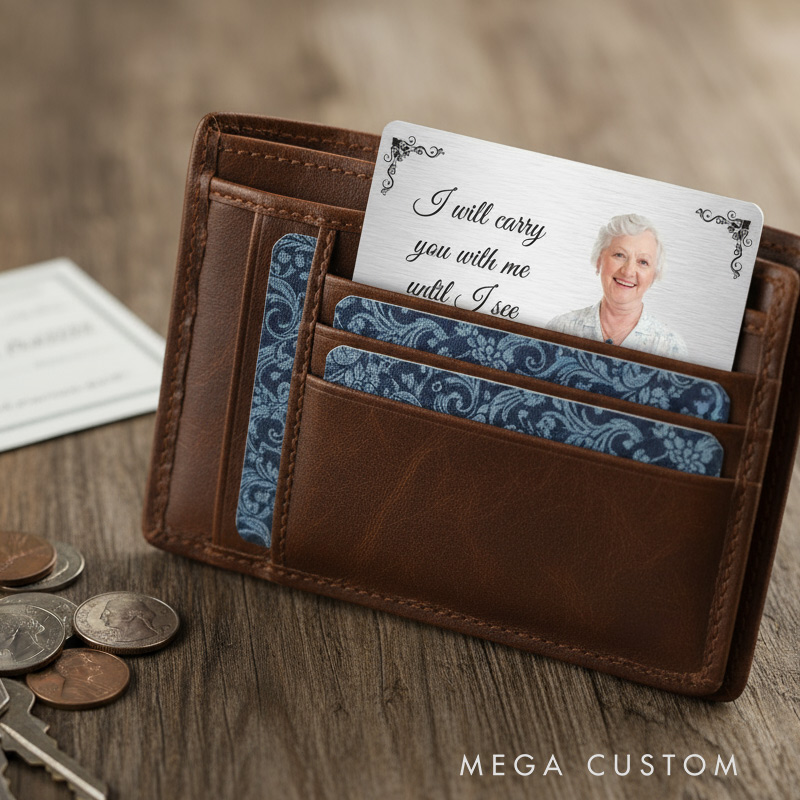 Personalised Memorial Wallet Card I Will Carry You With Me Until I See You Again Metal Keepsake Gift In Memory Gift Memorial Cards