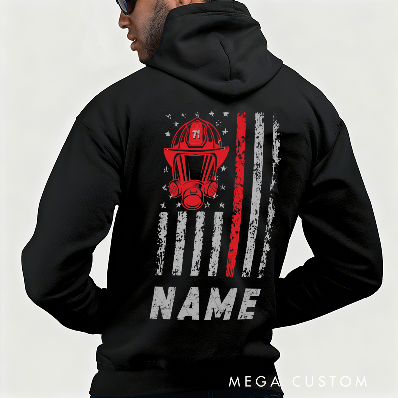Personalized Firefighter Hoodie Custom Name and Helmet Design Gift for Firefighting Heroes