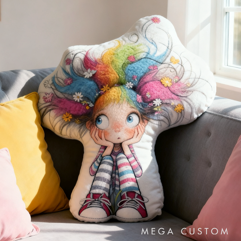 Personalized Cute Girl Initial Name Pillow Christmas Gift for Kids 