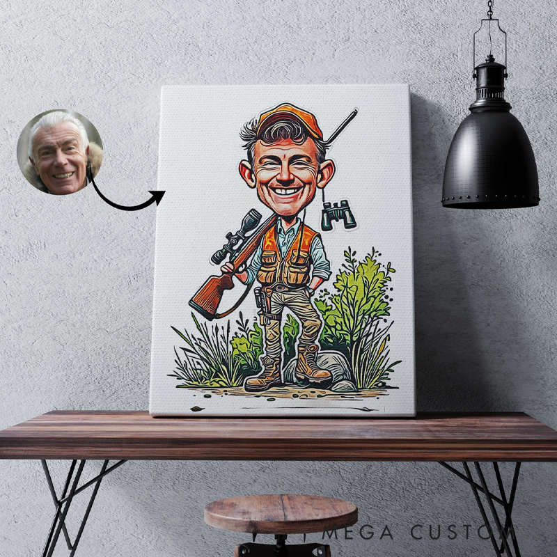 Personalized Hunter Cartoon Portrait Custom Caricature from Photo Unique Hunting Gift Fun Hunting Cartoon Art Perfect for Hunters