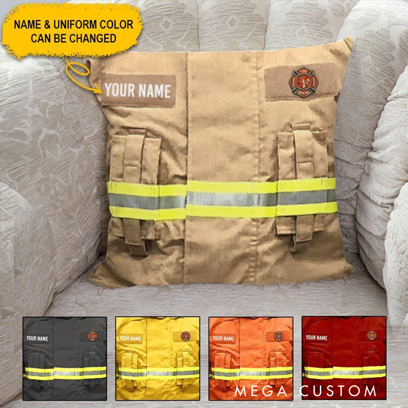 Personalized Firefighter Turnout Gear Pillow with Custom Name Perfect Gift for Firefighters and Firefighting Enthusiasts