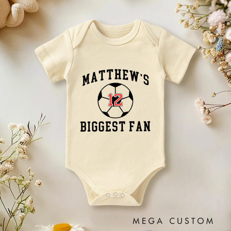 Personalized Soccer Baby Onesie with Fan Theme Design, Soft Cotton Fabric and Editable Name for Any Player or Loved One