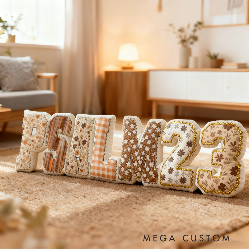 Personalized Psalm 23 Bible Verse Letter Number Pillow with Custom Name Home Decor Christian Thanksgiving Pillow Retro Fall Faith Gift for Family