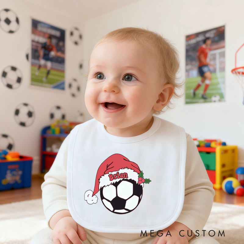 Personalized Soccer Baby Bib Baby Bib with Name Feeding Accessory Baby Shower Welcome Christmas Gift for Baby Kid