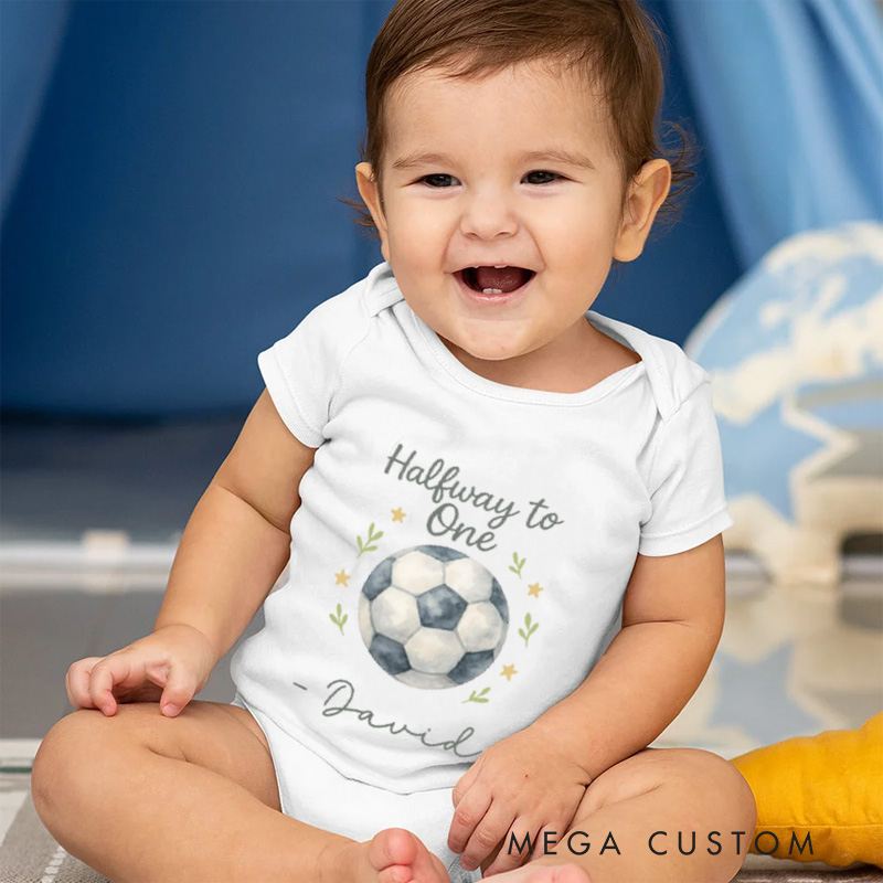 Personalized Soccer Ball Name Custom Baby Gift Cute Sports Fan Waiting For Goals Fun Soft Comfortable Baby Bodysuit