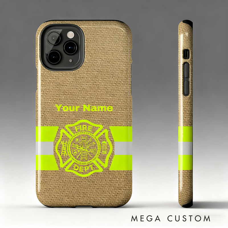 Personalized Firefighter Phone Case with Custom Name and Fire Dept Emblem Perfect Gift for Firefighters
