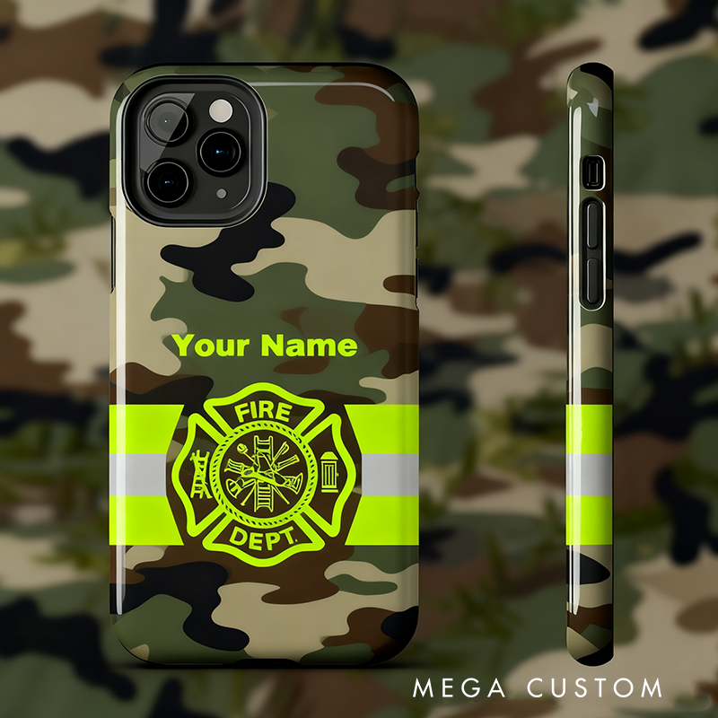 Personalized Firefighter Phone Case with Custom Name and Fire Dept Emblem Perfect Gift for Firefighters